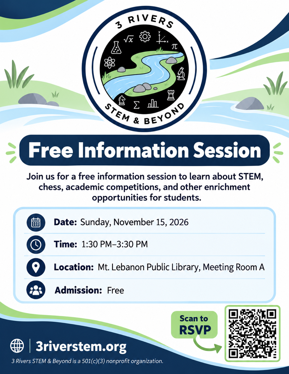 Mt. Lebanon Info Session Flyer & RSVP QR Code